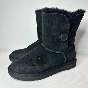 UGGS Black Suede Bailey Button Winter Boots size 8